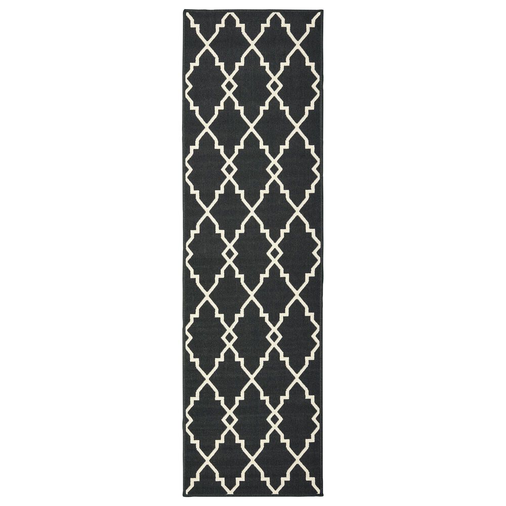 Oriental Weavers Marina 7763K 2&#39;3&quot; x 7&#39;6&quot; Black and Ivory Runner, , large