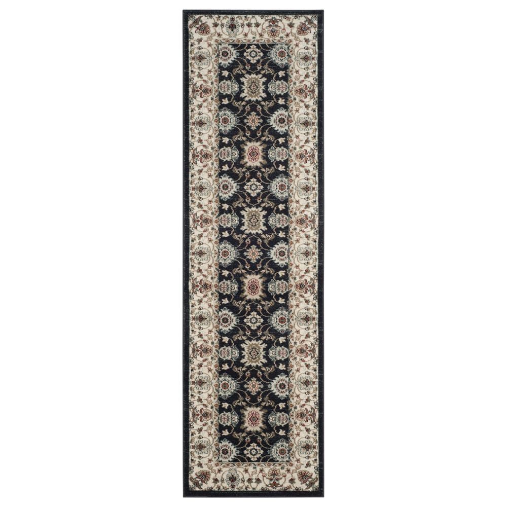 Safavieh Lyndhurst 2"3" x 8" Navy and Creme Runner, , large