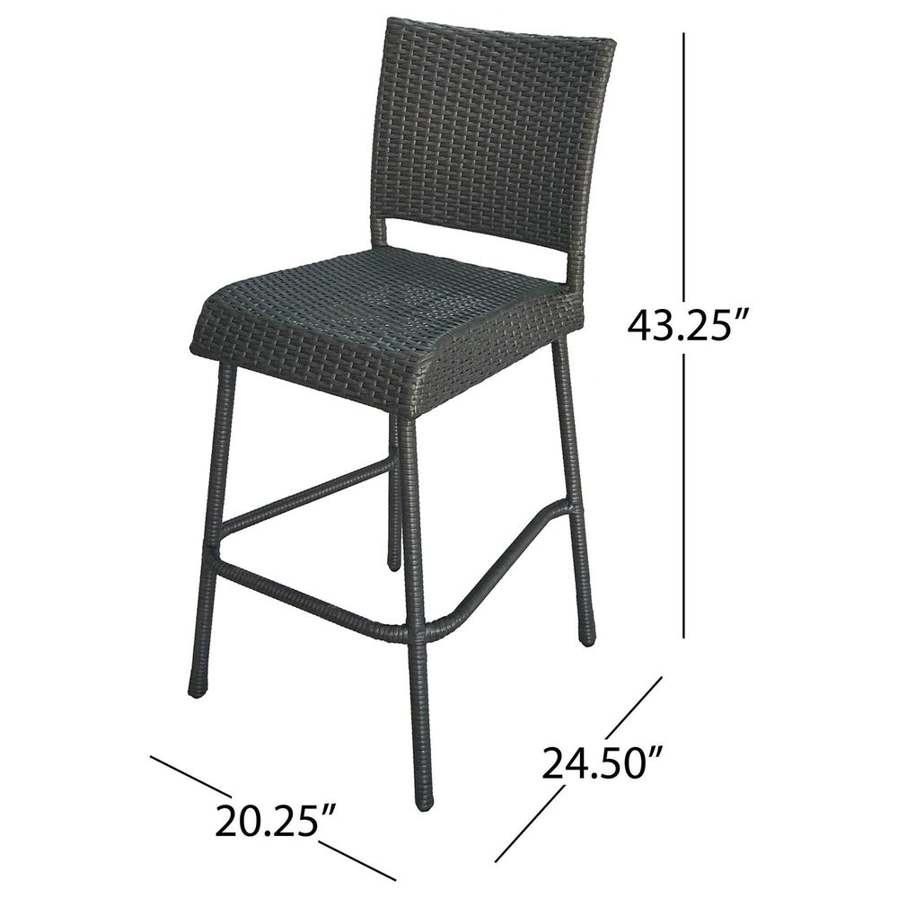 Hearth and Haven Outdoor Rattan Armless Barstool in Grey (Set of 2), , large