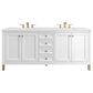 James Martin Vanities Chicago 72" Double Bathroom Vanity in Glossy White with 3 cm Ethereal Noctis Quartz Top and Rectangular Sinks, , large