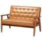 Baxton Studio Sorrento Stationary Loveseat in Tan, , large