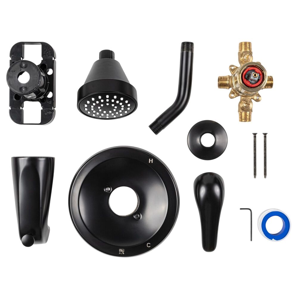 MS International 1-Handle 1-Spray Tub and Shower Faucet with Pressure Balance Valve in Matte Black, , large