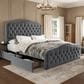 HOMLUX Full Upholstered Platform Storage Bed Frame with Headboard in Gray, , large