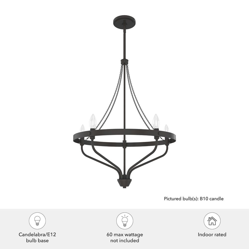 Hunter Merlin 5-Light Chandelier in Noble Bronze, , large