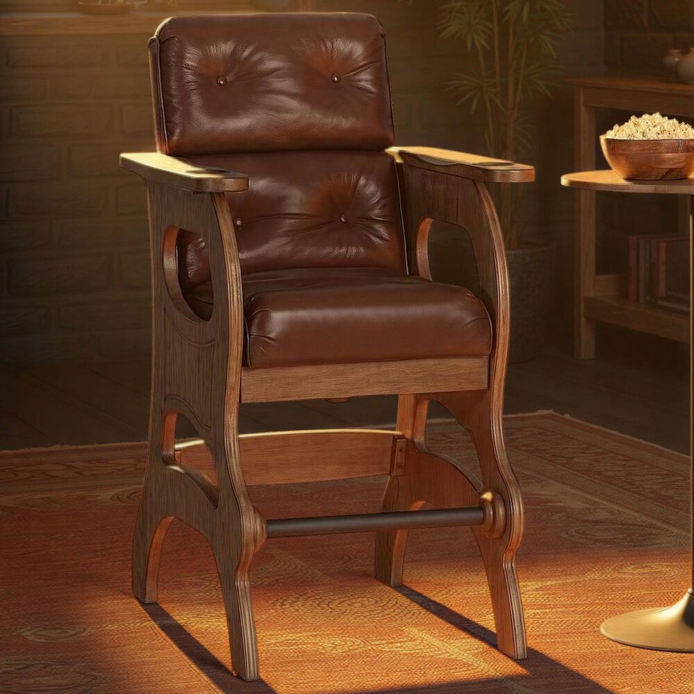 Hawthorne Furniture Tavern Spectator Barstool with Brown Cushion in Whiskey, , large
