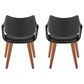 LumiSource Curvo High Back Upholstered Contemporary Chair with Black Faux Leather in Walnut Wood (Set of 2), , large