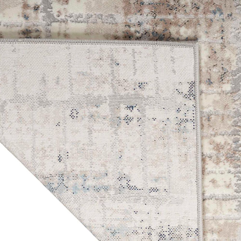 Nourison Infinity IFN02 2&#39;2&quot; x 7&#39;6&quot; Ivory, Grey and Blue Runner, , large