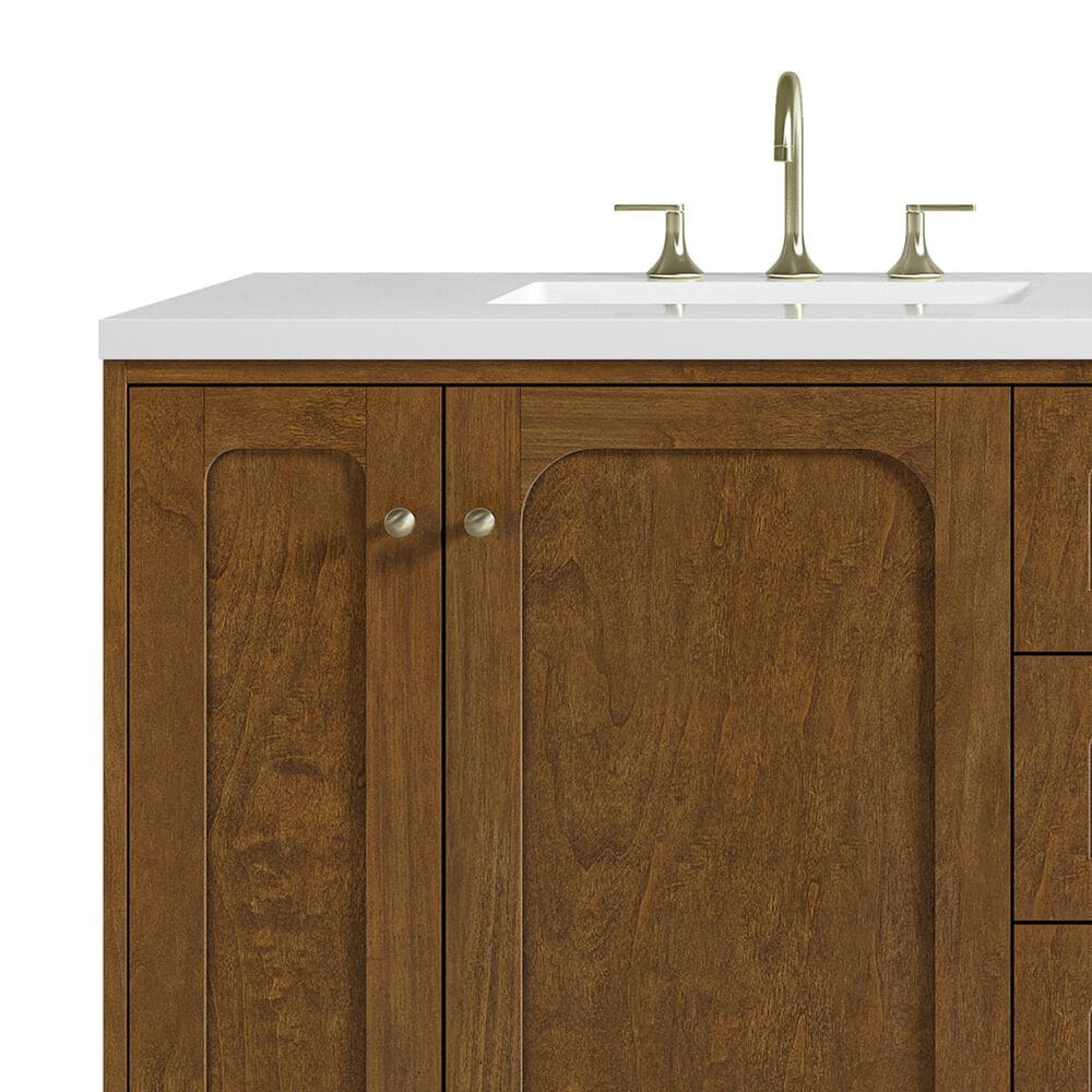 James Martin Laurent 72" Double Bathroom Vanity in Honey Oak with 3 cm White Zeus Silestone Top and Rectangular Sinks, , large