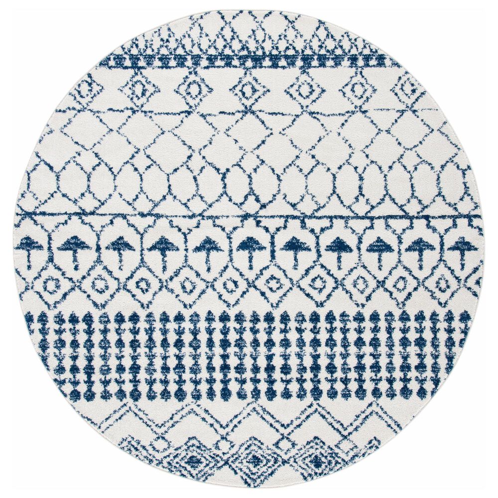 Safavieh Tulum 6"7" Round Ivory and Navy Area Rug, , large