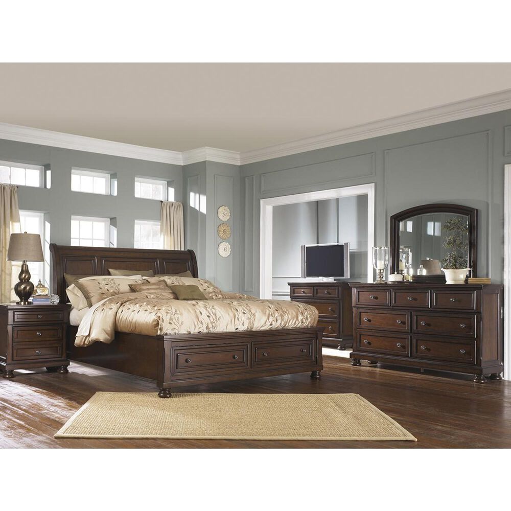 Millennium Porter Queen Sleigh Bed with Storage in Burnished Brown, , large