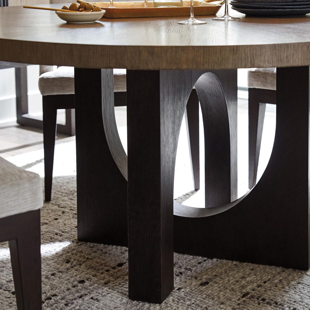 Lexington Furniture Zanzibar Regent Round Dining Table in Medium Taupe and Deep Espresso - Table Only, , large