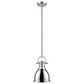Golden Lighting Duncan 1-Light Small Pendant with Rod and Chrome Shade in Pewter, , large