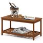 HOMLUX Patio Coffee Table with Shelf in Teak Oil, , large