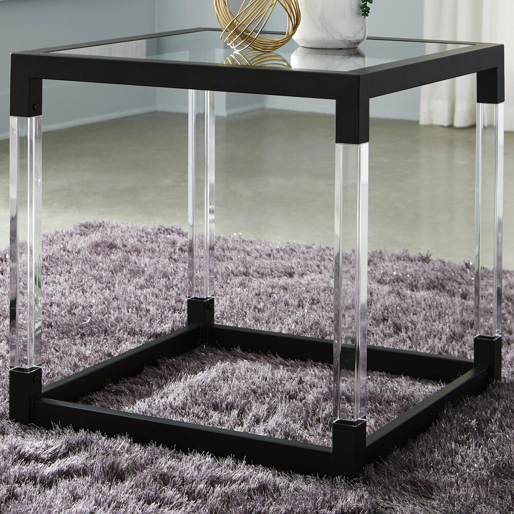 Ashley Nallynx End Table in Metallic Black and Clear, , large