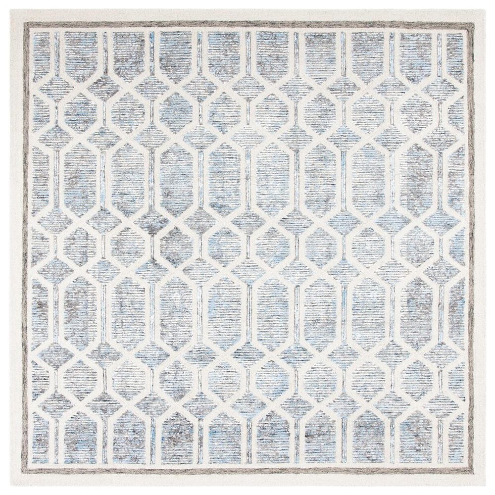 Safavieh Artistry ARR665M 7" Square Ivory and Blue Area Rug, , large