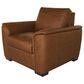 Flexsteel Henry Stationary Leather Chair and Ottoman Set in Caramel, , large
