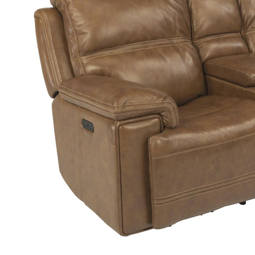 Flexsteel Fenwick Power Loveseat with Console and Headrest in Light Brown, , large