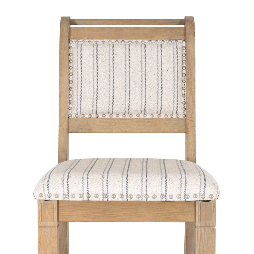Linon Home Decor Emerson Side Chair with Beige Striped Upholstery in Grey Wash, , large