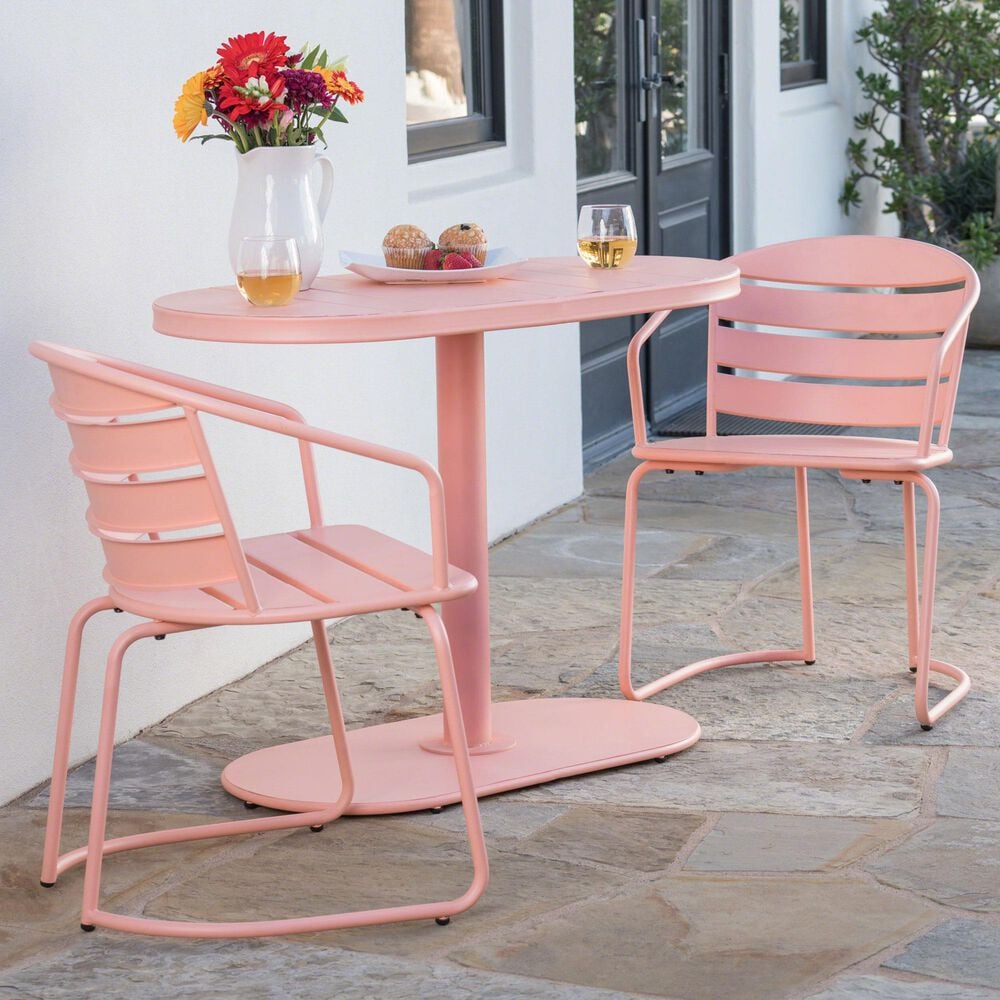 Hearth and Haven Santa Monica 3-Piece Outdoor Bistro Set in Coral, , large