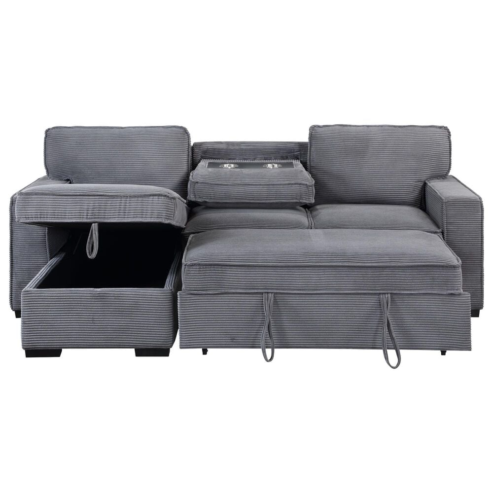 Modern Market Stationary Sofa Bed with Reversible Chaise in Light Grey, , large
