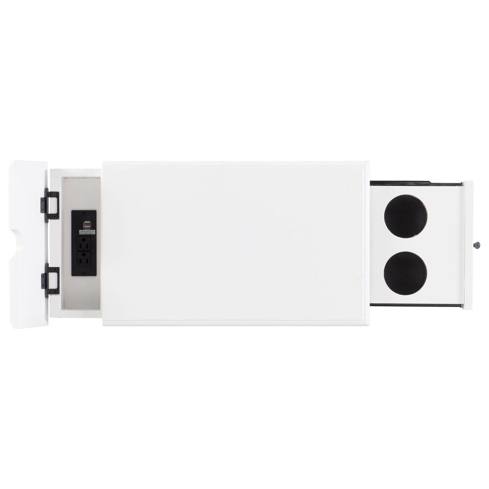 Linon Home Decor Barron Accent Table with USB Charging Station in White, , large