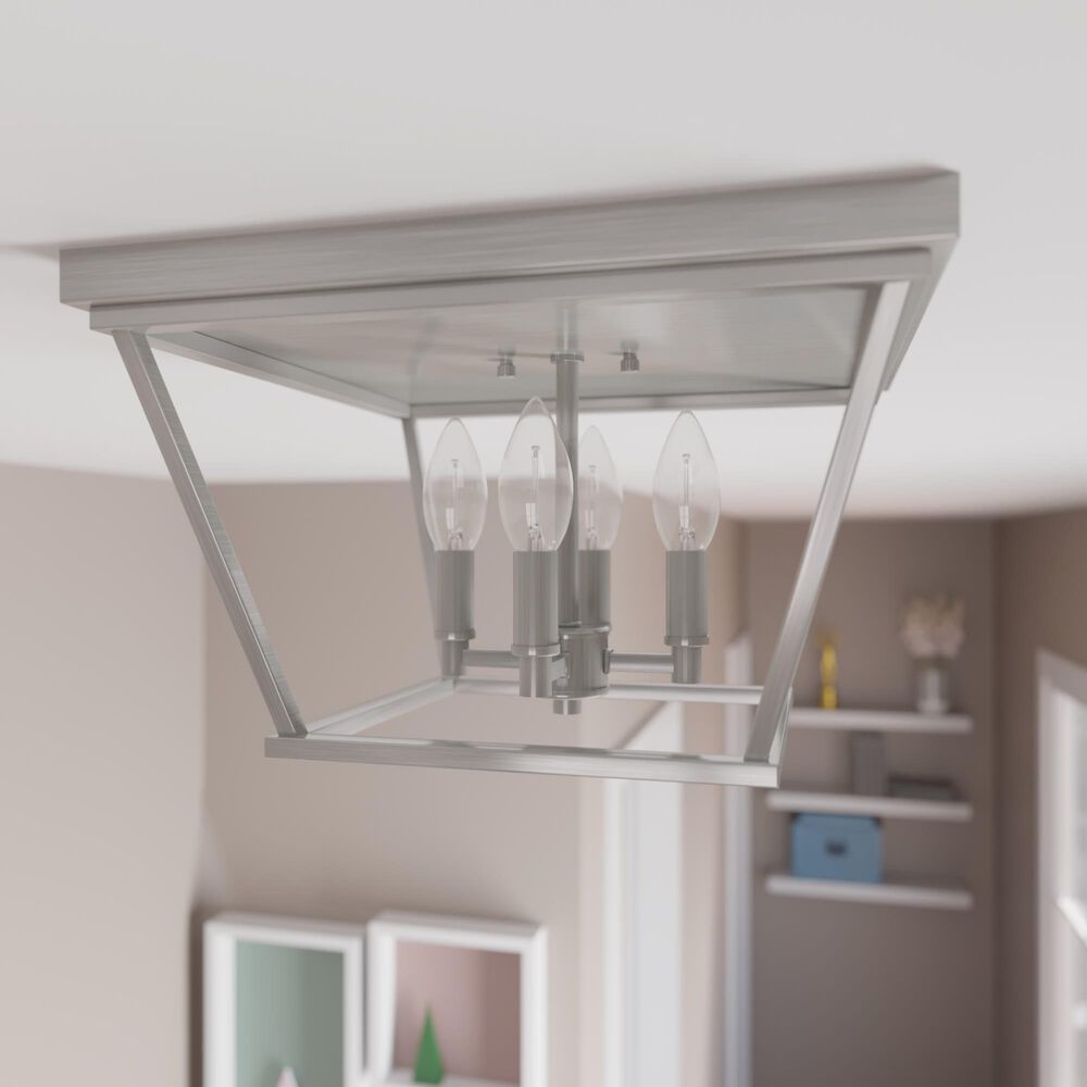 Hunter Laurel Ridge 4-Light Flush Mount in Brushed Nickel, , large