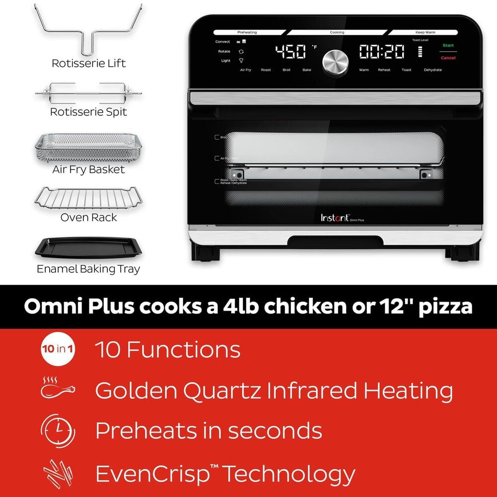 Instant Omni Plus 18L Air Fryer Toaster Oven Combo with 10-in-1