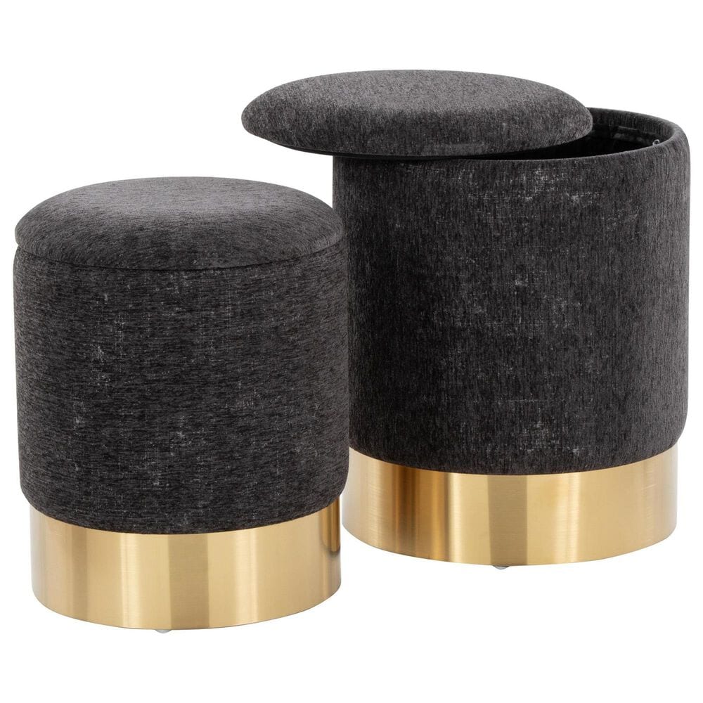 Lumisource Marla 2-Piece Nesting Ottoman Set in Black, , large