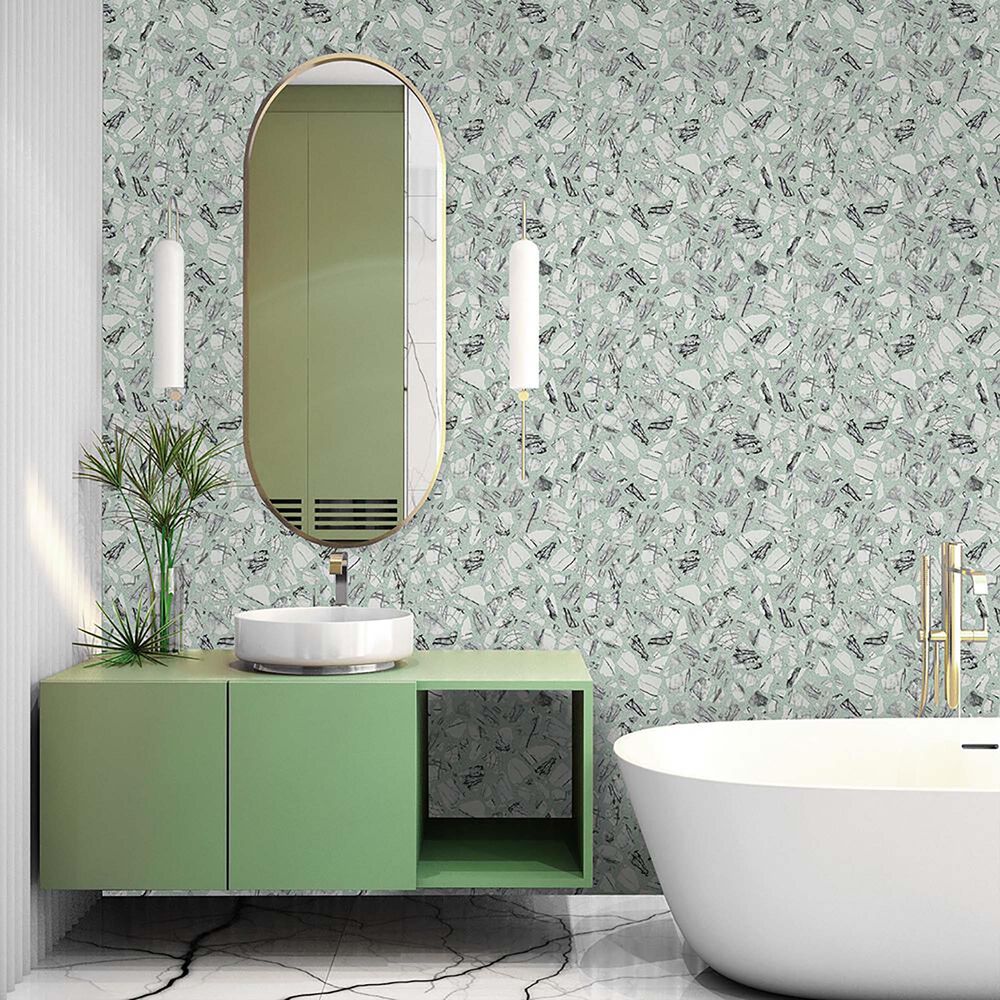 Tempaper Speckled Terrazzo Mint Julep Peel and Stick Wallpaper, , large