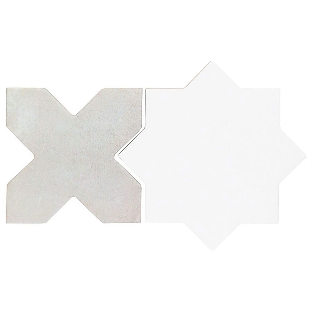 Soho Studio Malta White Star Polished and Cross Matte 6" x 6" Porcelain Tile Kit, , large