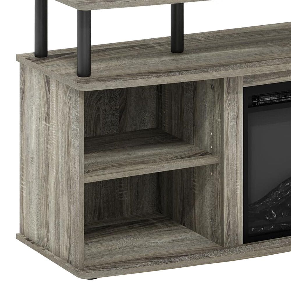HOMLUX 47" TV Stand with Electric Fireplace in French Oak Grey and Black, , large