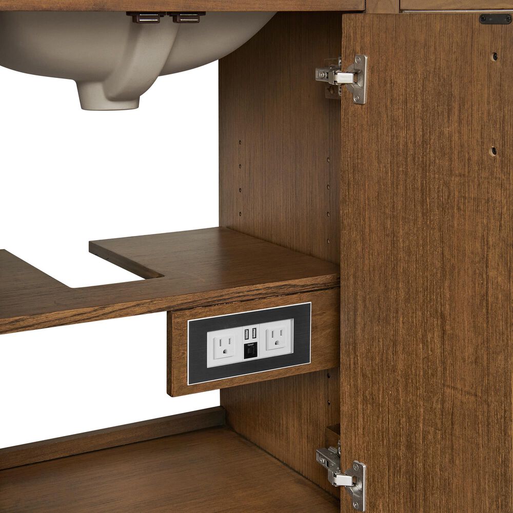 37B Lucerne 36" Single Bathroom Vanity Cabinet in Dark Maplewood with Marble Top and Backsplash, , large