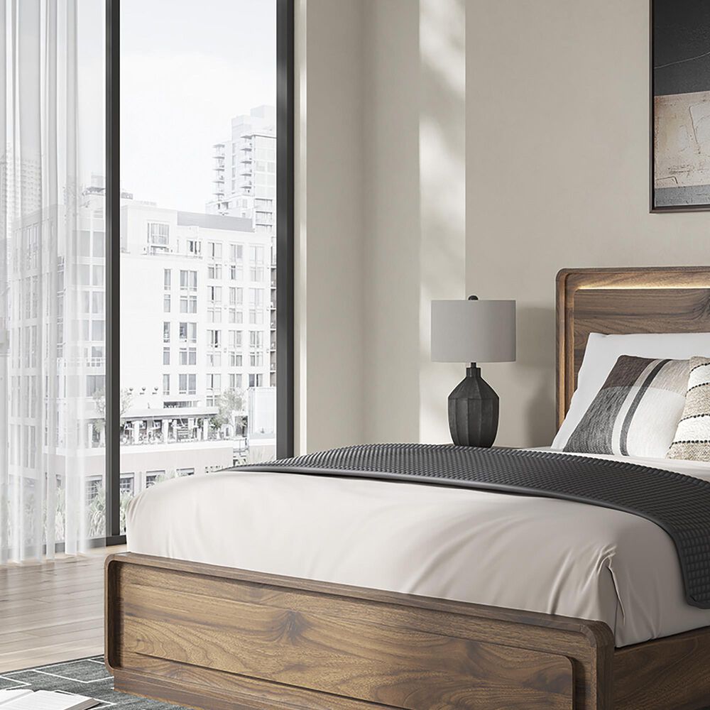 Ashley Fortlorn King Bed with Two Nightstands in Walnut Brown, , large