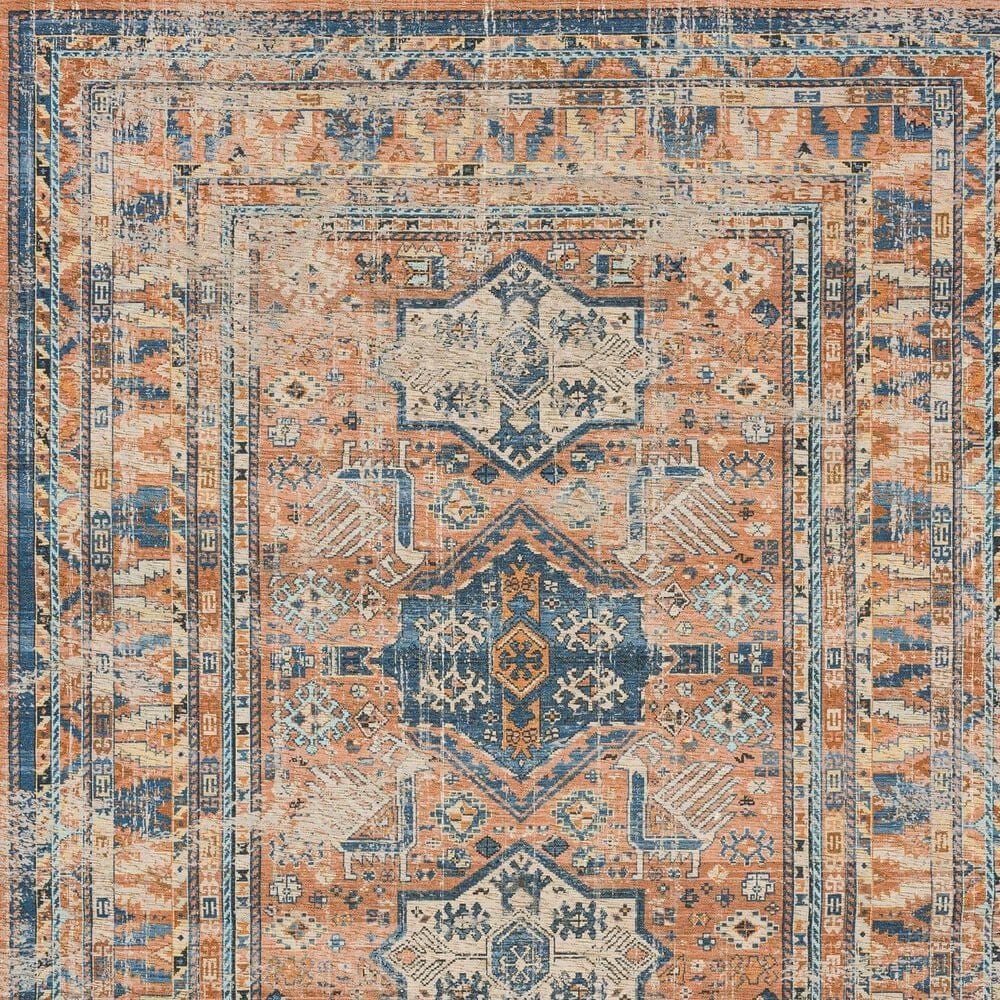 Karastan Zula Haykota 8&#39; x 10&#39; Terracotta and Rust Blue Area Rug, , large