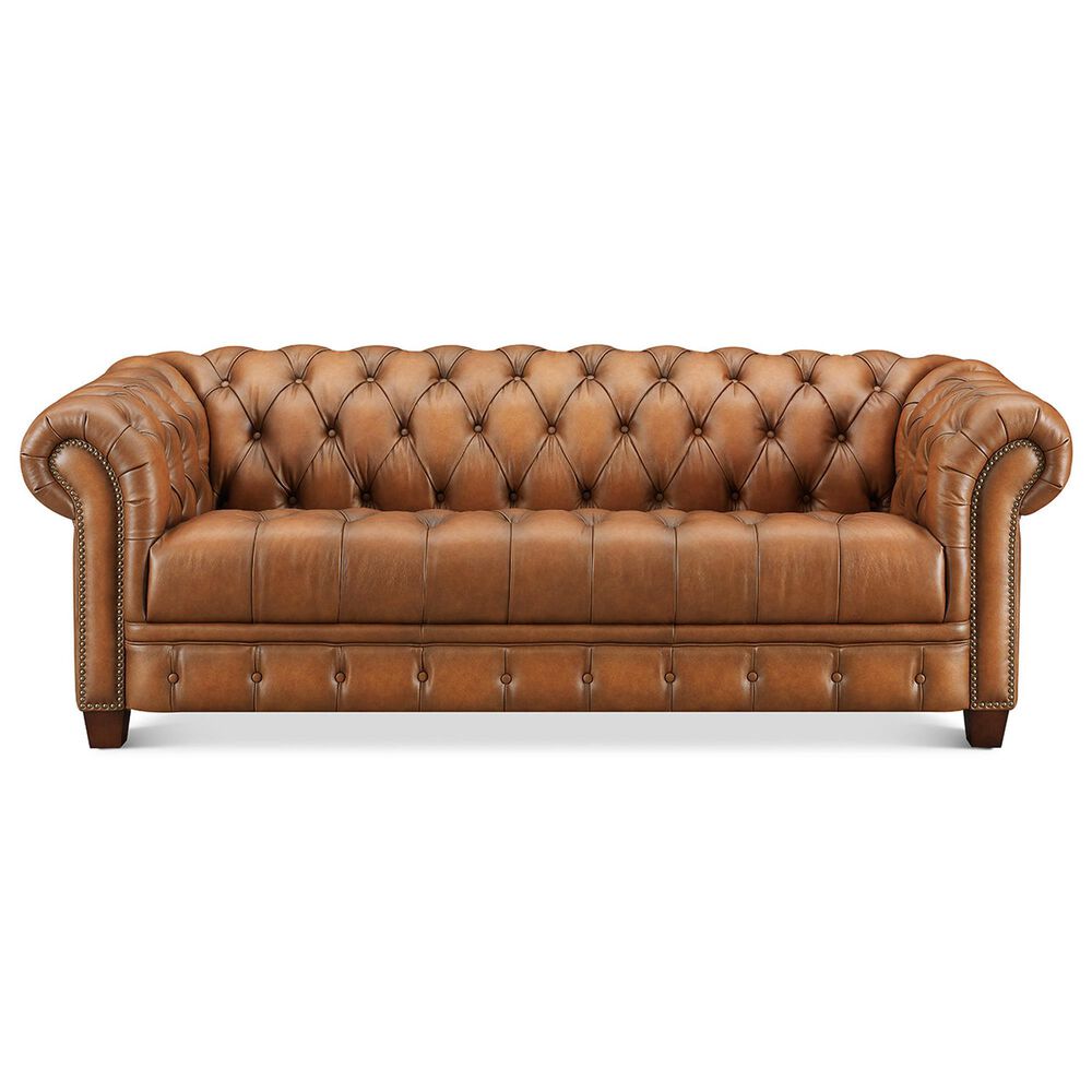 Hydeline York Stationary Leather Sofa in Saddle, , large