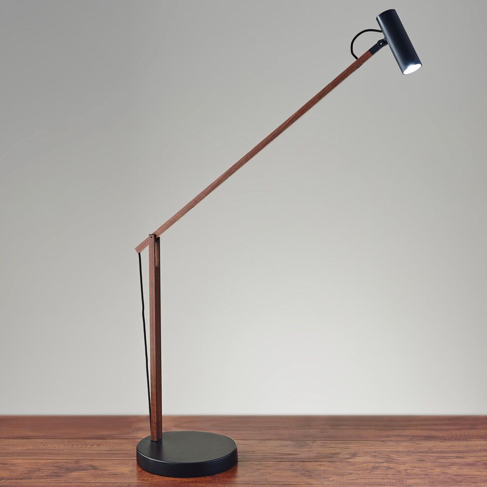 Adesso Crane LED Desk Lamp in Walnut Wood and Black, , large