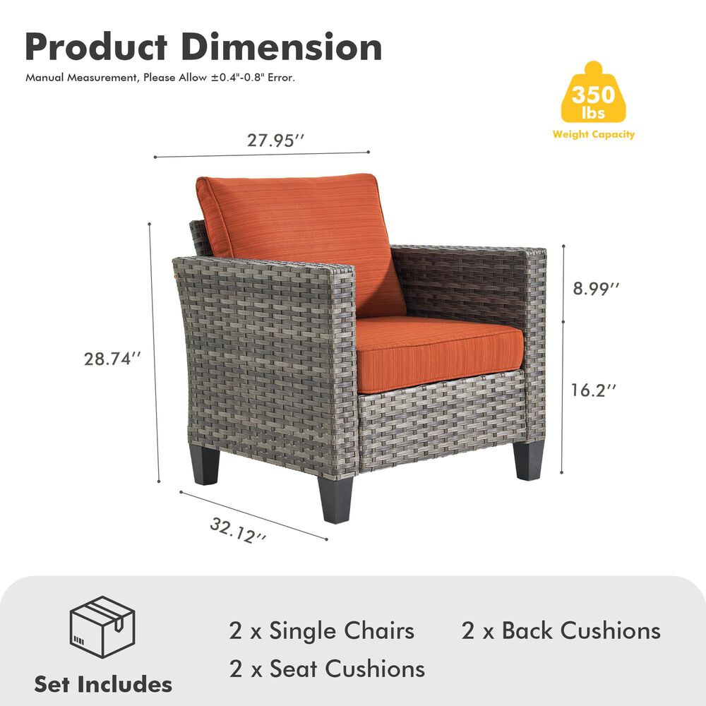 HOMLUX Patio Lounge Chair in Orange (Set of 2), , large