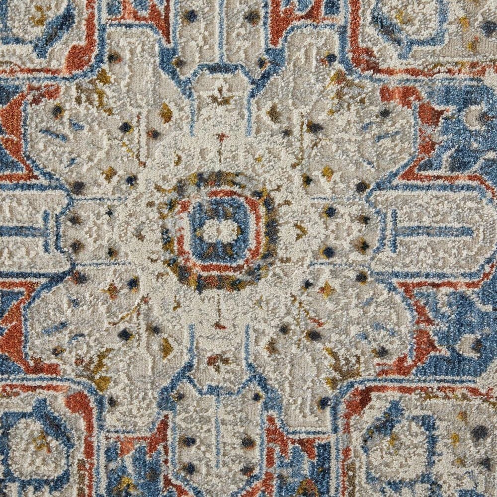 Feizy Kaia 39HTF 2&#39;6&quot; x 12&#39; Blue and Red Runner, , large