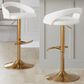 LumiSource Grotto Adjustable Bar Stool with White Faux Leather Upholstery in Gold (Set of 2), , large