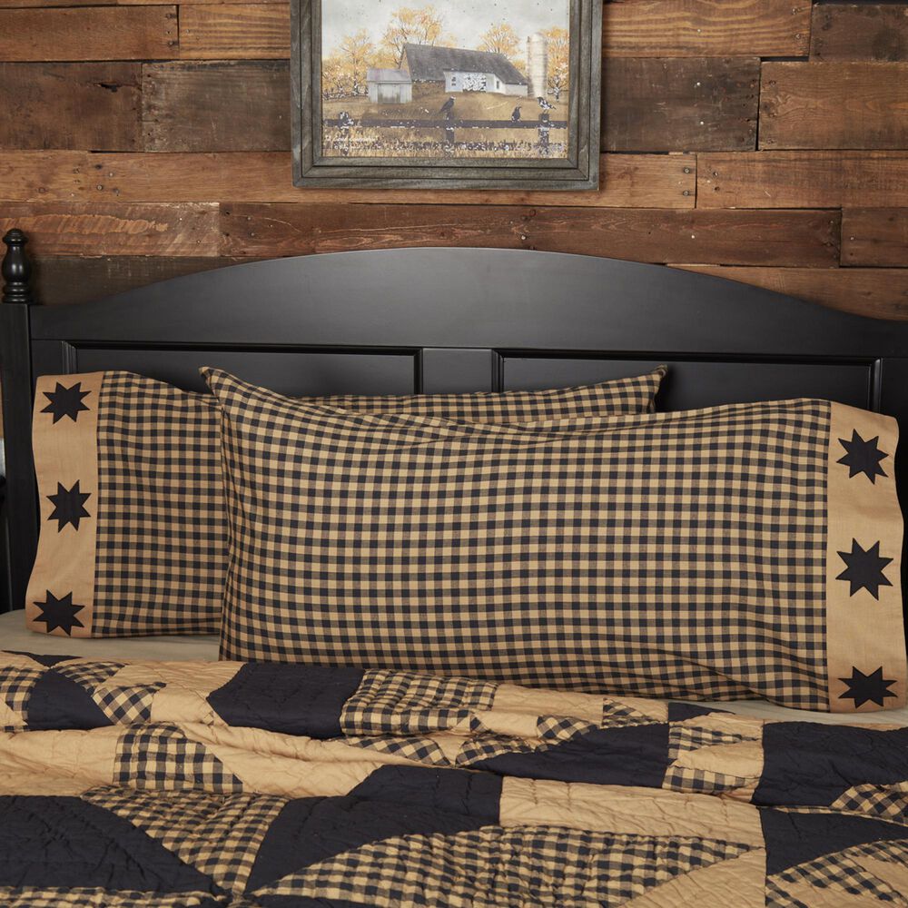 VHC Dakota Star Rustic King Pillow Case Set in Country Black, , large