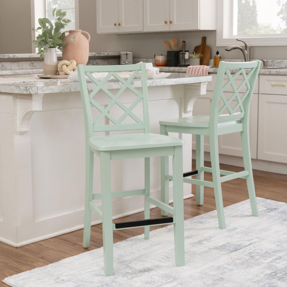 Linon Home Decor Mayfair Counter Stool in Mint Green, , large