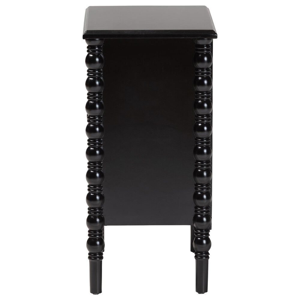 Baxton Studio Malinda 3-Drawer End Table with Spindle Legs in Black, , large