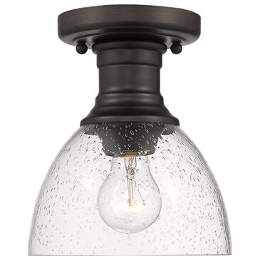 Golden Lighting Hines Semi Flush in Rubbed Bronze with Seeded Glass, , large