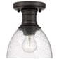 Golden Lighting Hines Semi Flush in Rubbed Bronze with Seeded Glass, , large