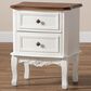 Baxton Studio Darlene 2-Drawer End Table in White and Cherry Brown, , large