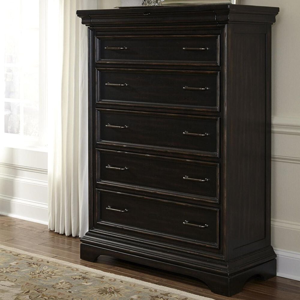 Nicolette Home Caldwell Chest in Caldwell Dark Brown with Black, , large