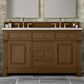 James Martin Vanities Brookfield 60" Double Bathroom Vanity in Honey Oak with 3 cm Eternal Jasmine Pearl Quartz Top and Rectangular Sinks, , large