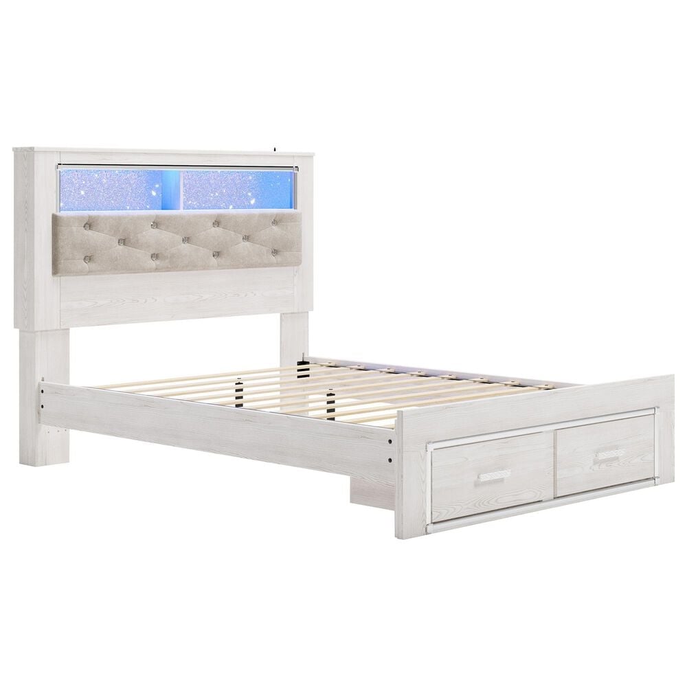Ashley Altyra Queen Upholstered Bookcase Bed with Storage  in White, , large