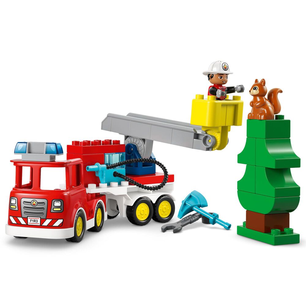 LEGO Duplo Fire Truck with Hose and Firefighter Building Set, , large