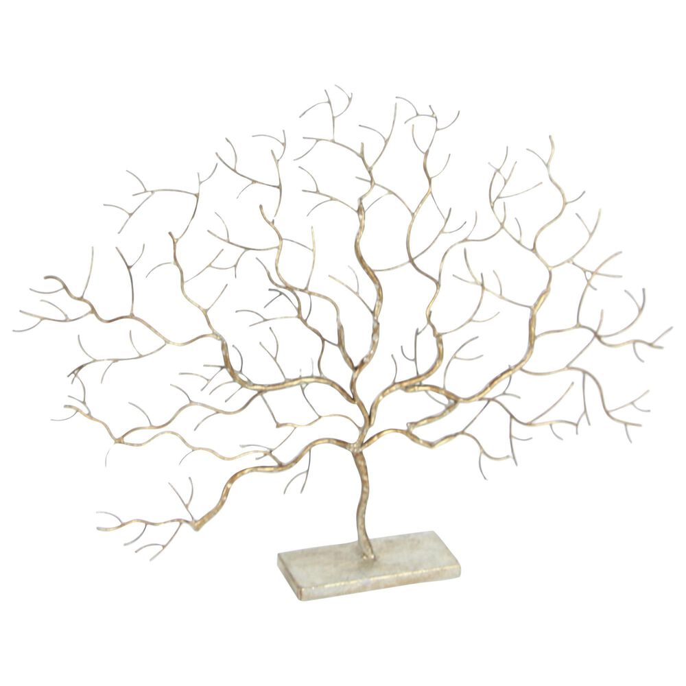 Maple and Jade 24&quot; x 32&quot; Winter Tree Sculpture in Silver and Gold, , large